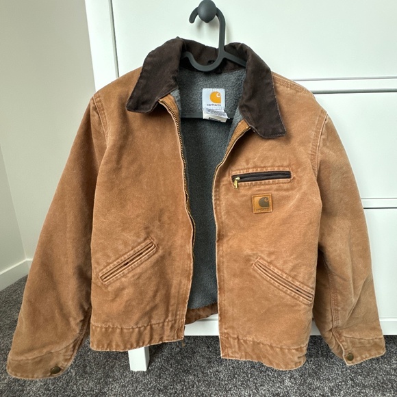 VINTAGE 1990s Carhartt Detroit Collared Fleece Line Jacket J97 Boys' 10 RARE - Picture 1 of 3
